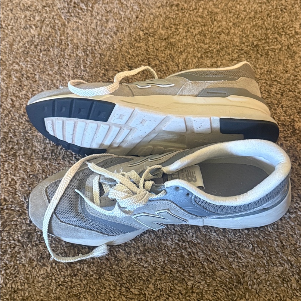 New Balance Gray and White Athletic Sneakers - Picture 2 of 4